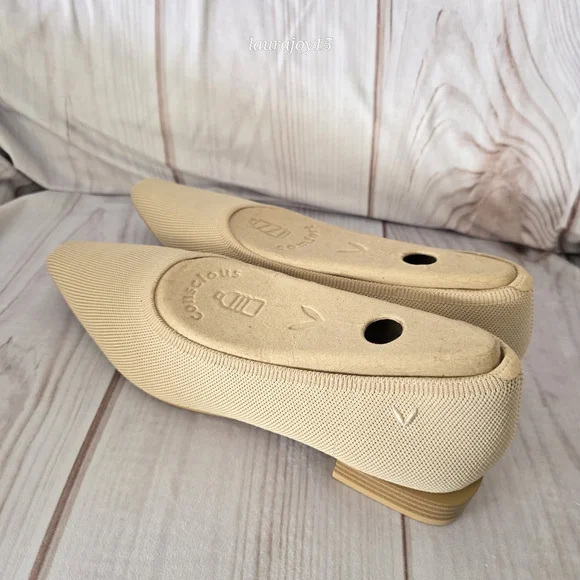 Vivaia Minnie Pro Small Square Toe Flats Khaki Tan Womens 41 US 9.5 - Picture 3 of 11